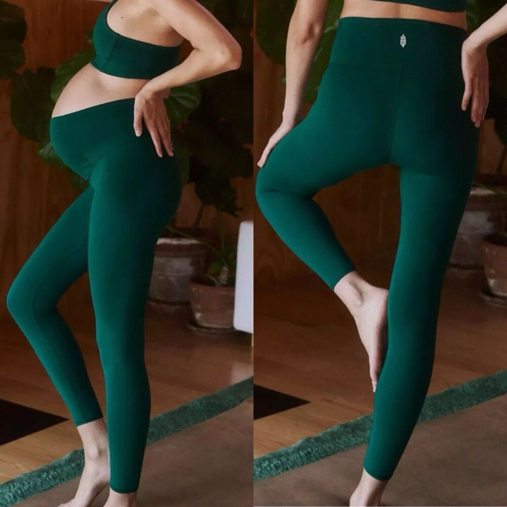 Free People x Hatch Never Better Maternity Leggings Womens XL Green Yoga Stretch